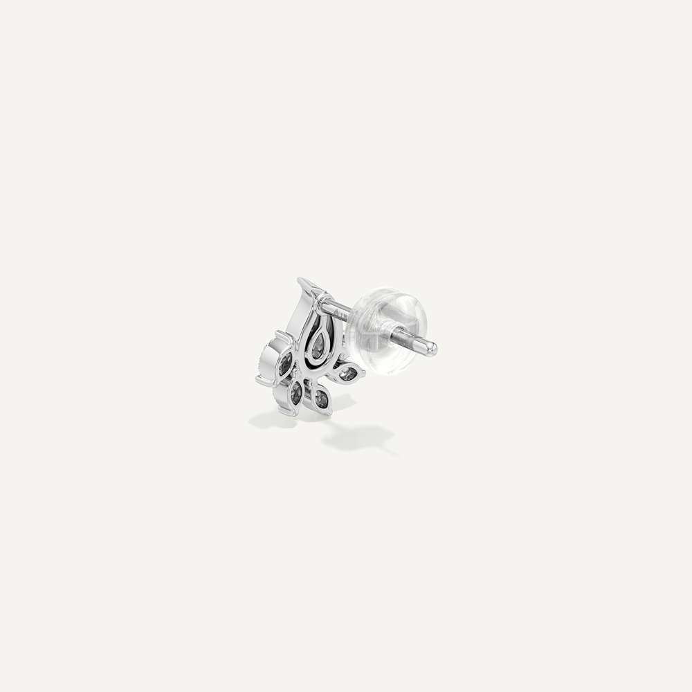 Crescent Pearl Diamond Stud