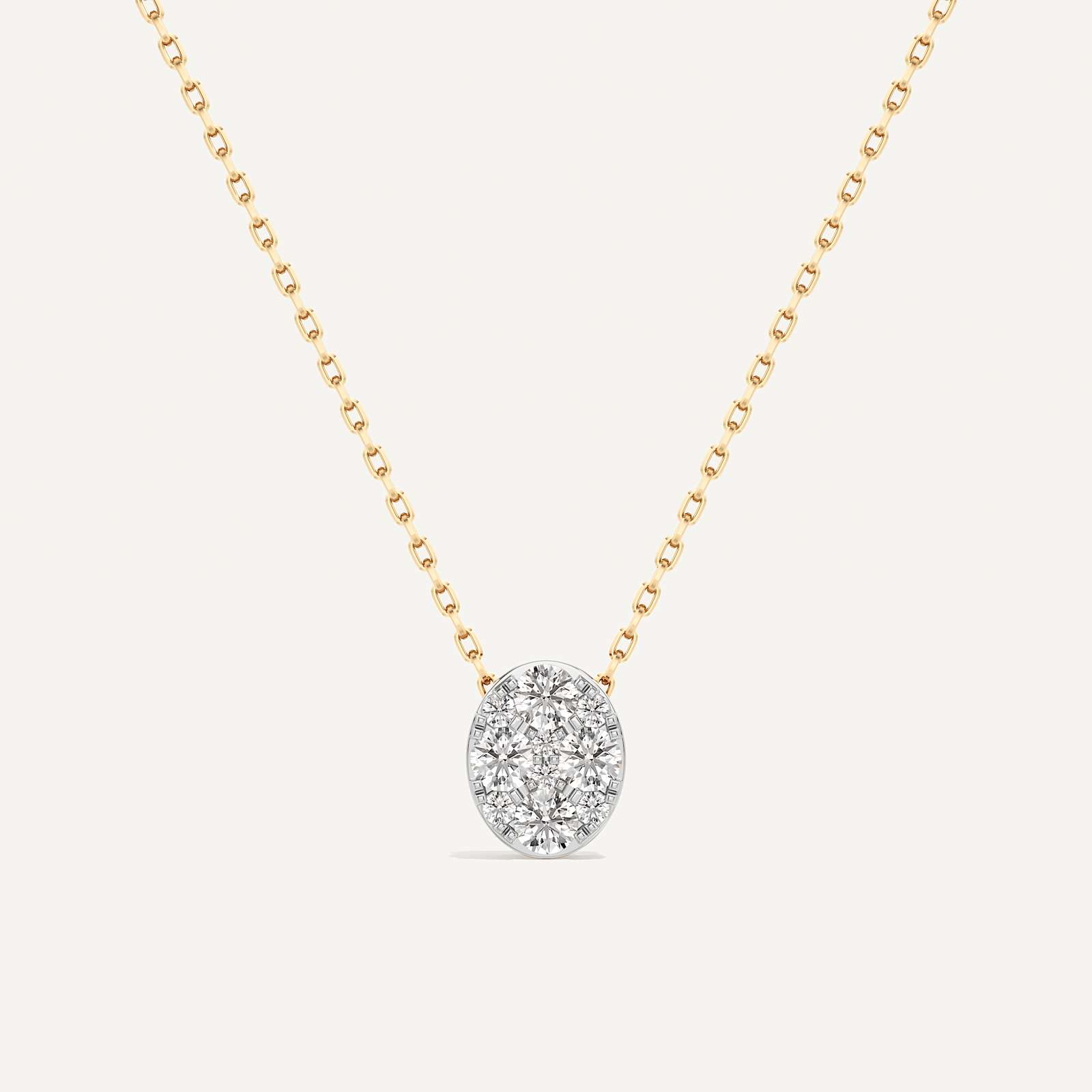 Luminous Oval Diamond Pendant with Chain