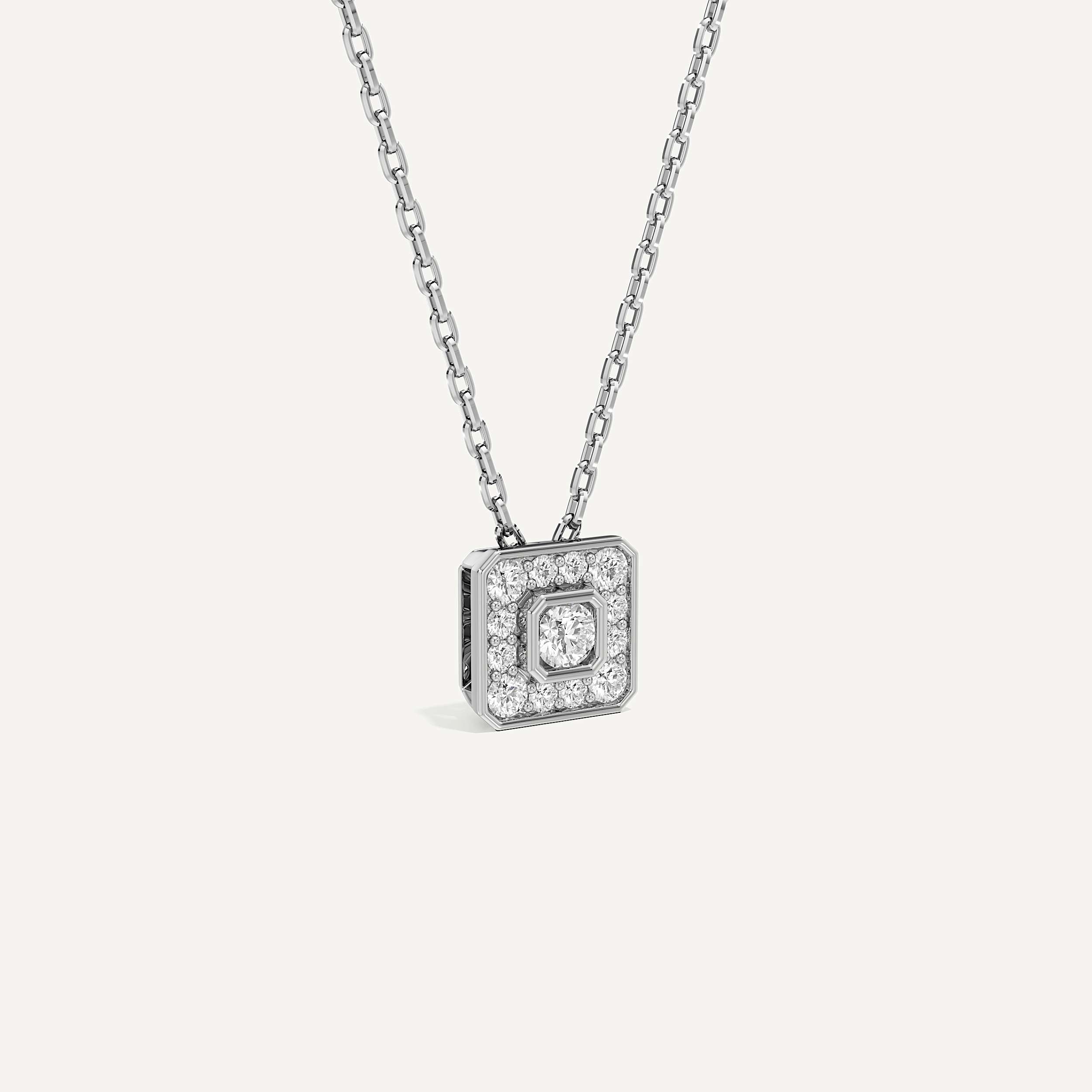 Softly Framed Asscher Diamond Pendant with Chain