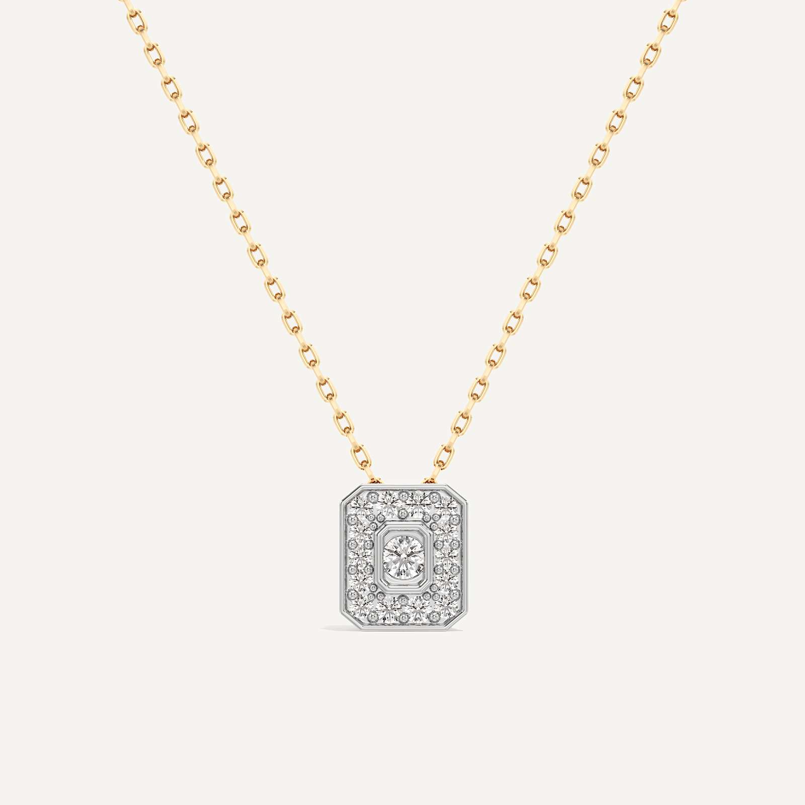 Understated Pull Emerald Diamond Pendant with Chain