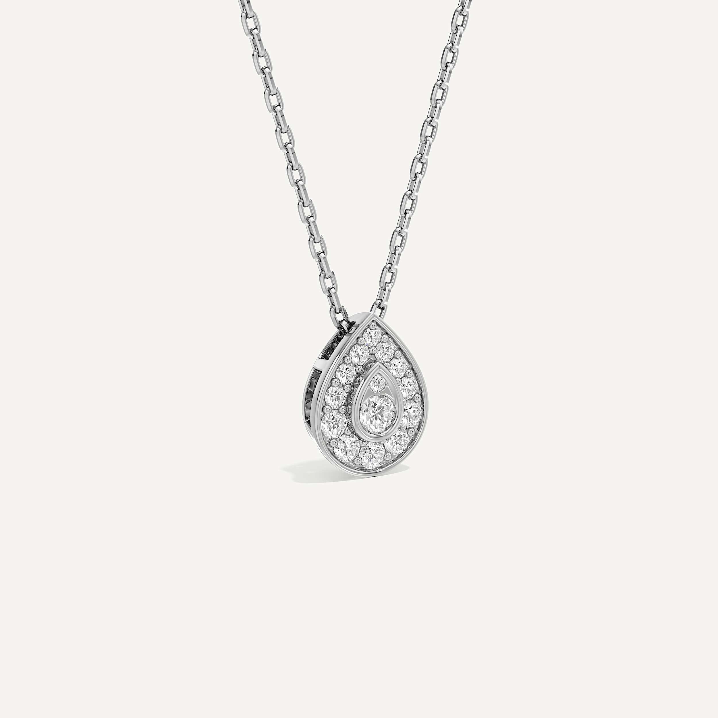 Quietly Seen Pear Diamond Pendant with Chain