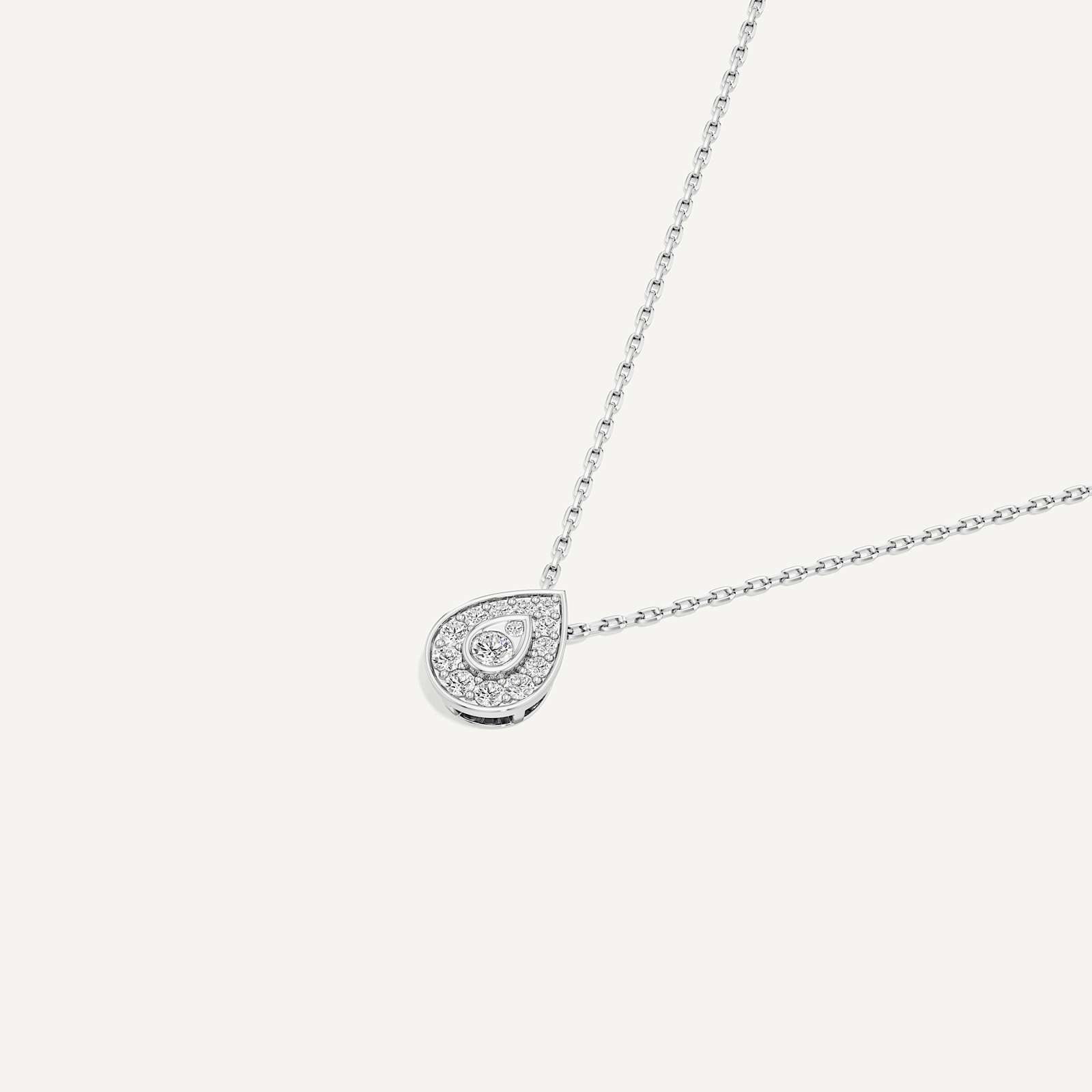 Quietly Seen Pear Diamond Pendant with Chain
