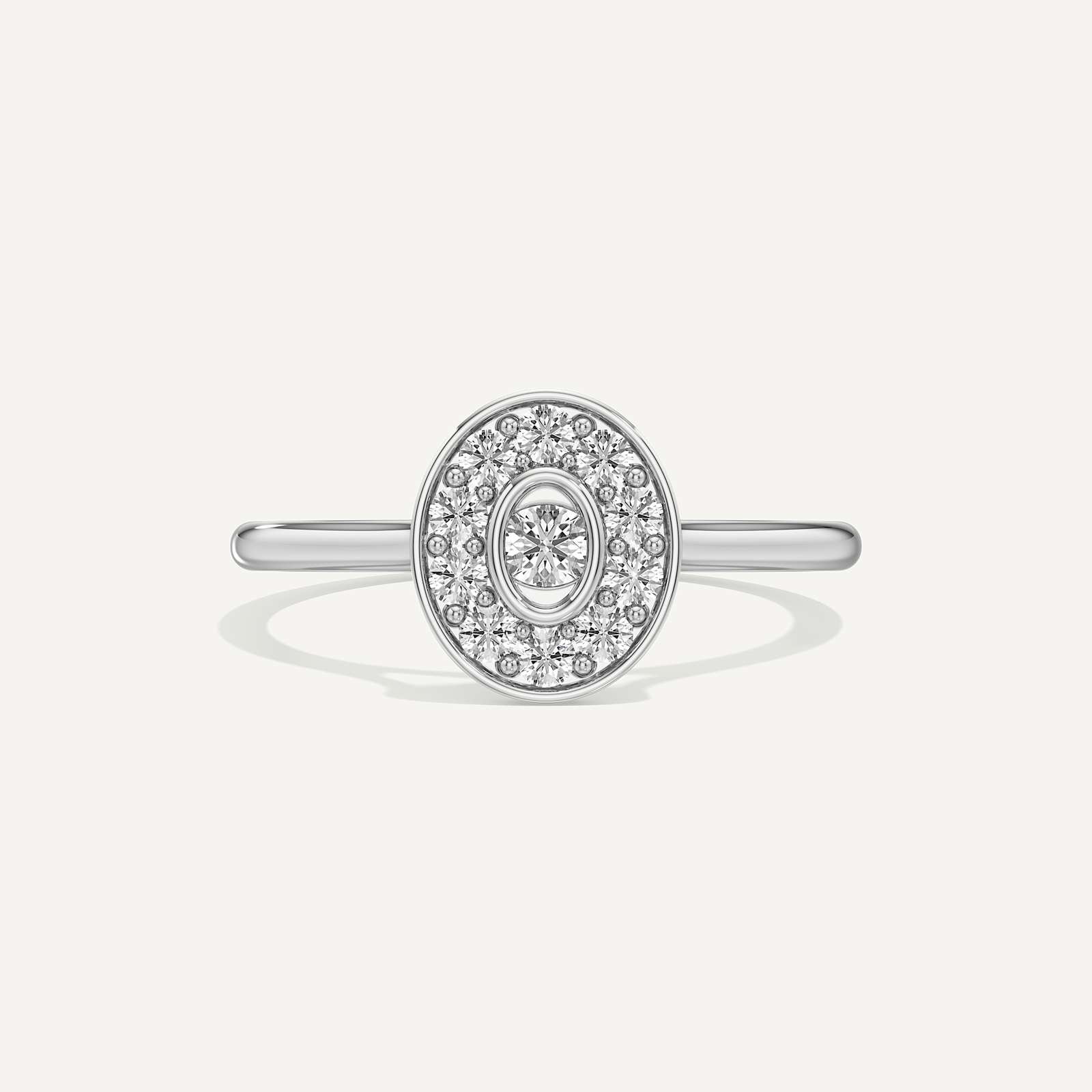 Held Close Oval Diamond Ring