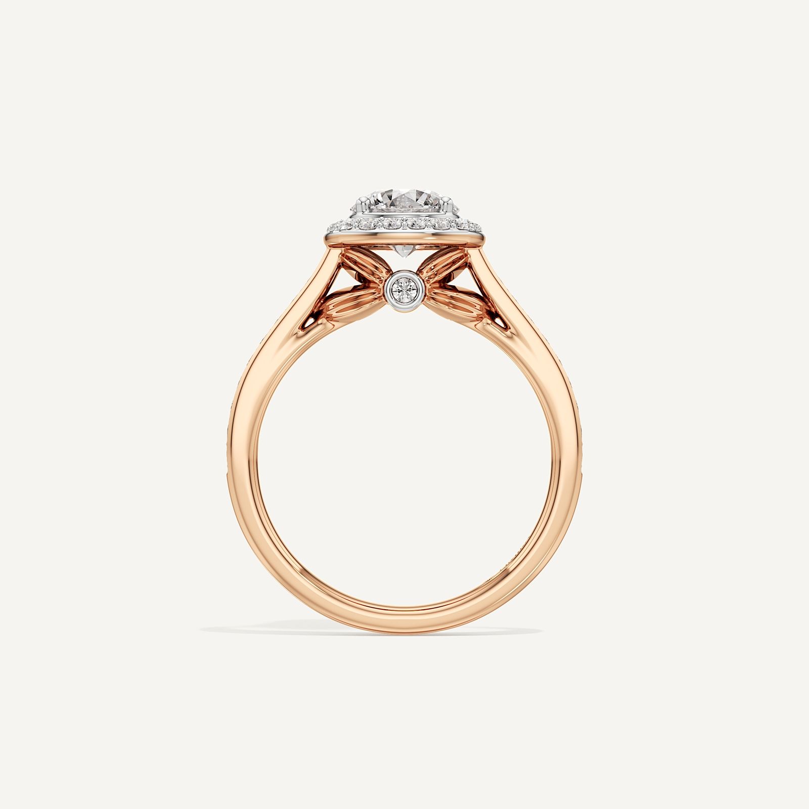 Celeste Hidden Accent Cathedral Halo Diamond Engagement
